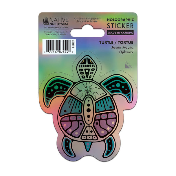 Native Northwest Holographic Vinyl Sticker, Turtle