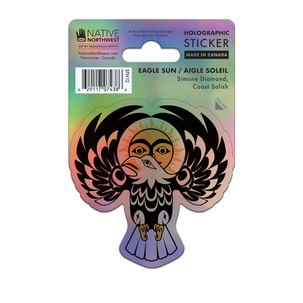 Native Northwest Holographic Vinyl Sticker, Eagle Sun