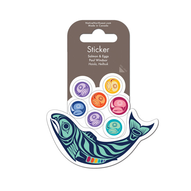 Native Northwest Vinyl Sticker, Salmon & Eggs