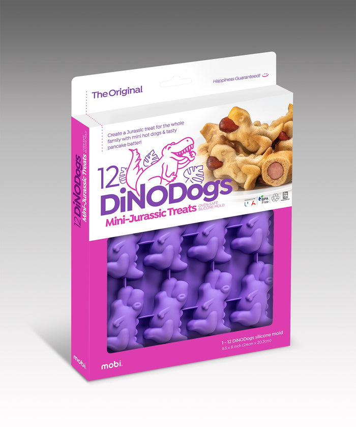 Mobi Silicone Hot Dog Mold, Dinosaurs (Purple)