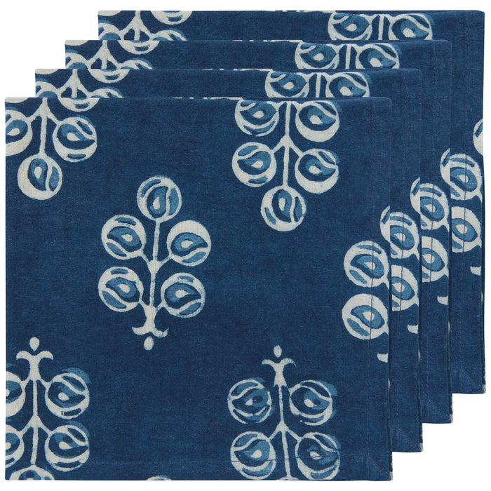 Danica Heirloom Cloth Napkin Set of 4, Hawthorn Block Print