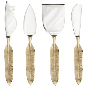 Danica Heirloom Cheese Knives Set of 4, Plume Gold