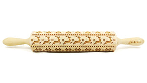 Folkroll Large Embossed Rolling Pin, Scandinavian Christmas