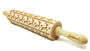 Folkroll Large Embossed Rolling Pin, Scandinavian Christmas