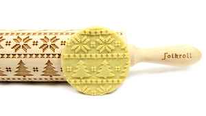 Folkroll Large Embossed Rolling Pin, Scandinavian Christmas