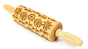 Folkroll Small Embossed Rolling Pin, Scandinavian Flowers