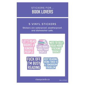 Classy Cards Vinyl Sticker Pack of 5, Sticker for Book Lovers