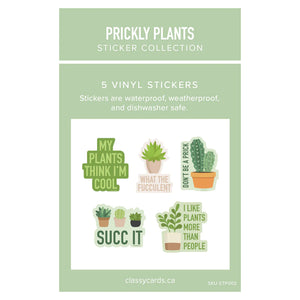Classy Cards Vinyl Sticker Pack of 5, Prickly Plants Collection