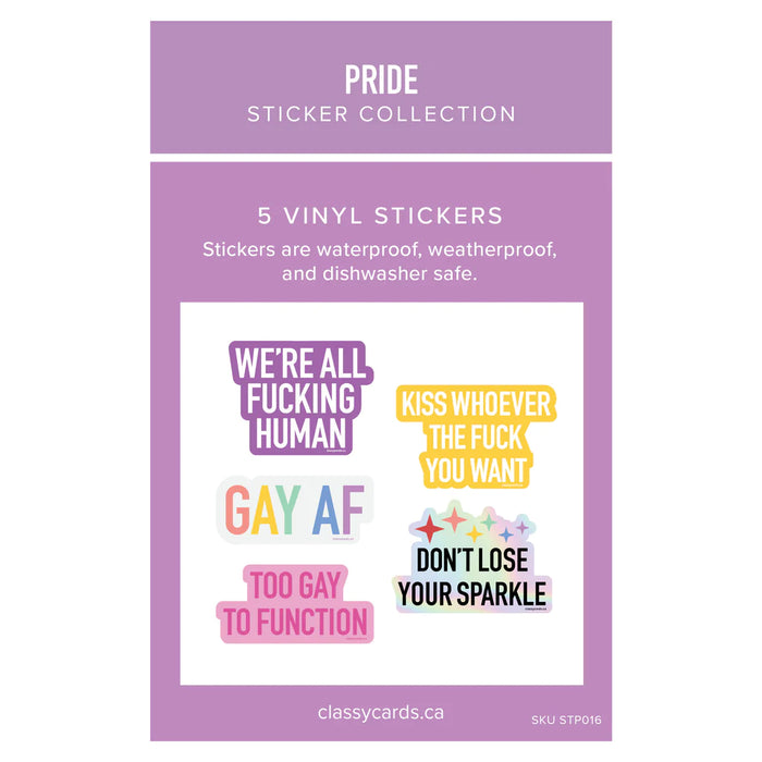 Classy Cards Vinyl Sticker Pack of 5, Pride Collection