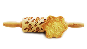 Folkroll Small Embossed Rolling Pin, Unicorns and Stars
