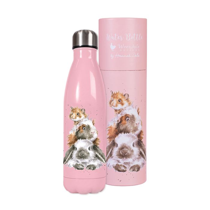 Wrendale Designs Water Bottle 500ml, 'Piggy in the Middle' Guinea Pig & Rabbit