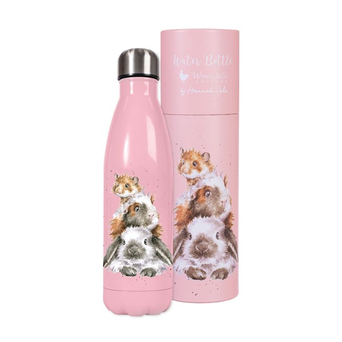 Wrendale Designs Water Bottle 500ml, 'Piggy in the Middle' Guinea Pig & Rabbit