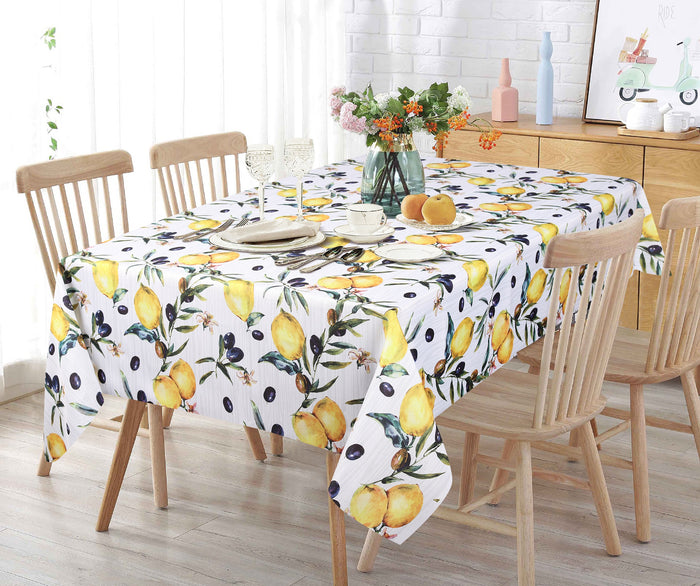 Texstyles Deco Tablecloth 58 x 94 Inch, Citron Yellow
