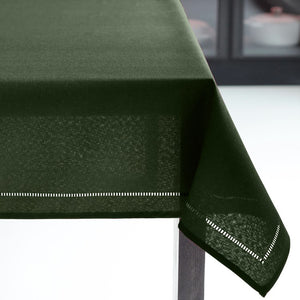 Harman Hemstitch Tablecloth 60 x 90 Inch, Forest Green