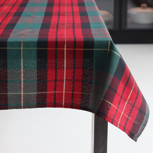 Harman Tablecloth 70 Inch Round, Traditional Check Forest