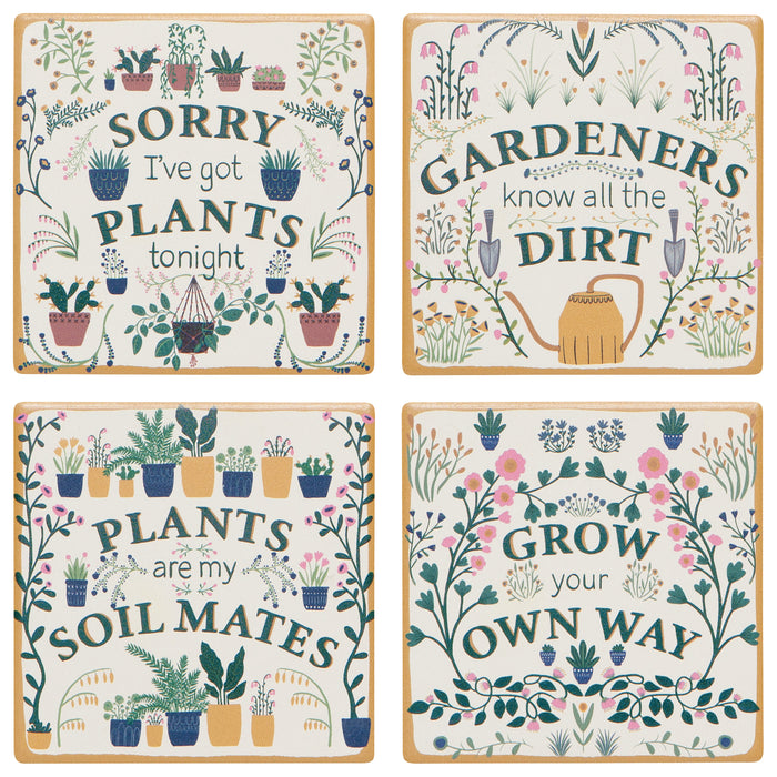 Danica Jubilee Soak Up Coasters Set of 4, Smarty Plants