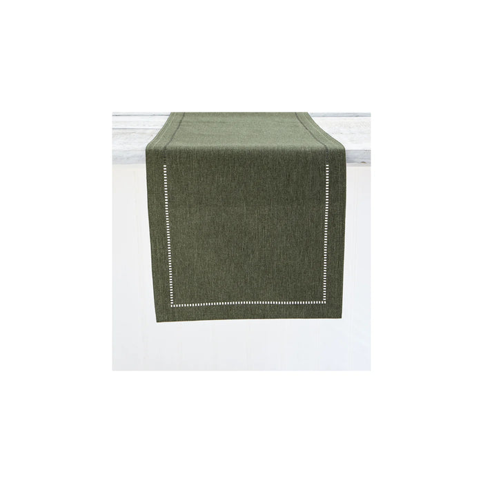 Harman Hemstitch Table Runner 72 Inch, Forest Green