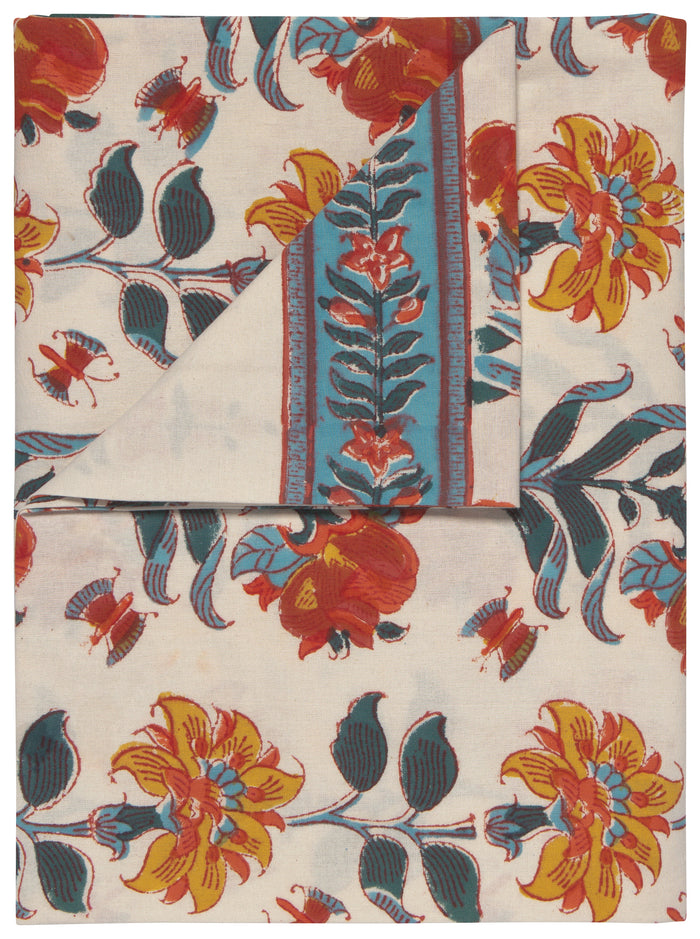 Danica Heirloom Tablecloth 60 x 90 Inch, Marigold Block Print
