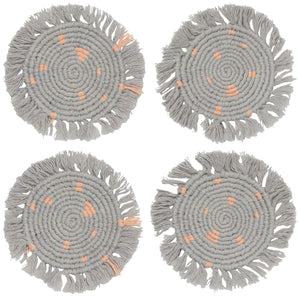 Danica Heirloom Macrame Coasters Set of 4, Grey