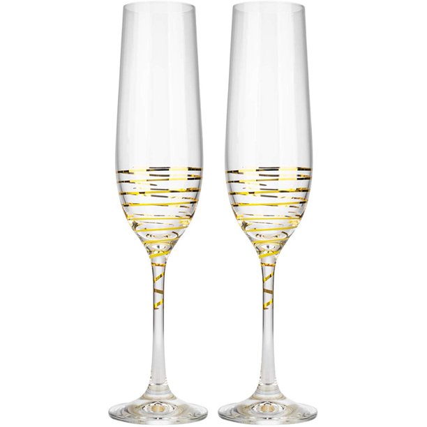 Bohemia Gold Spiral Champagne Glass