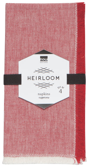 Danica Heirloom Cloth Napkins Set of 4, Chambray Chili