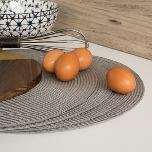 Danica Now Designs Disko Round Placemat, Cobblestone Grey