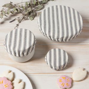 Danica Now Designs 'Save It' Mini Bowl Covers Set of 3, Ticking Stripe