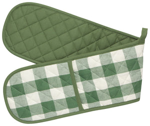 Danica Now Designs Long Double Handed Chef Oven Mitt, Elm Green Check