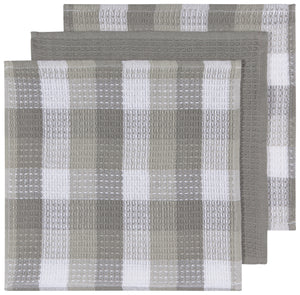Danica Now Designs Dishcloth Set of 3, Check Grey