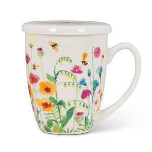 Abbott Mug 12oz with Lid & Strainer, Bee Garden