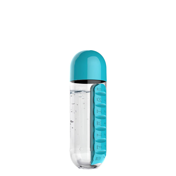 Asobu Water Bottle with Pill Organizer 20oz, Teal