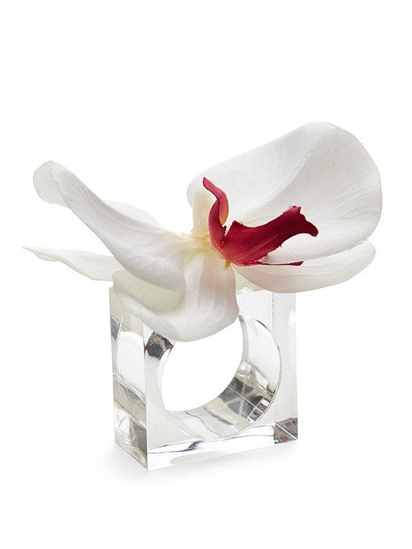 Harman Orchid Napkin Ring, White & Fushia