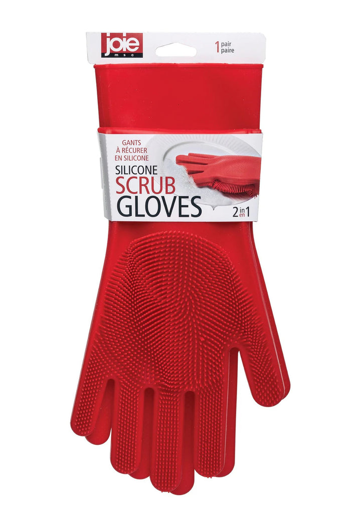 Joie Silicone Scrub Gloves, Red