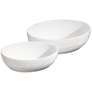 STAUB Ceramique Oval Bowl Set of 2, Pure-White