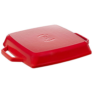 STAUB Cast Iron Square Skillet Grill Pan 28 cm | 11 Inch, Cherry