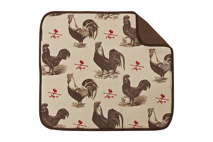 Envision Home Dish Drying Mat 18 x 18 Inch, Rooster