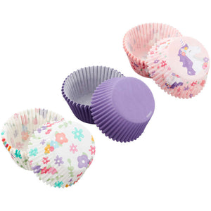 Wilton Baking Cups, Unicorn, Flower Print and Solid Purple