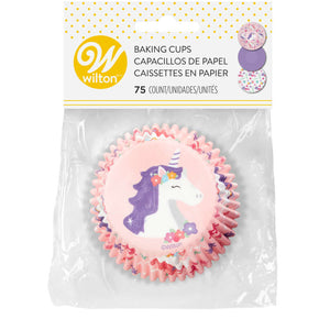Wilton Baking Cups 75-Count, Unicorn, Flower Print and Solid Purple