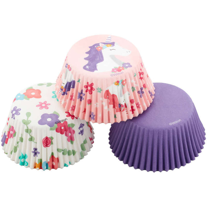 Wilton Baking Cups, Unicorn, Flower Print and Solid Purple