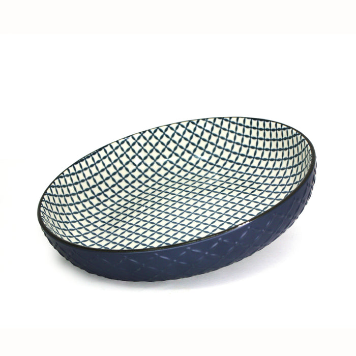 BIA Textured Shallow Bowl, Blue