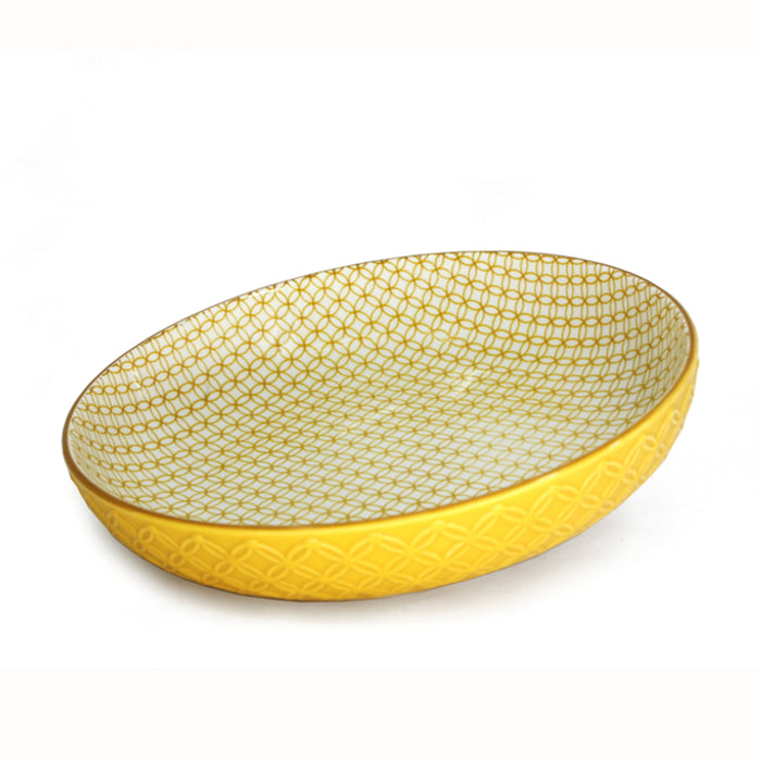 BIA Textured Shallow Bowl, Yellow