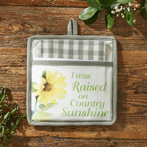 Park Design Tea Towel & Pot Holder Set, Raised On Country Sunflower