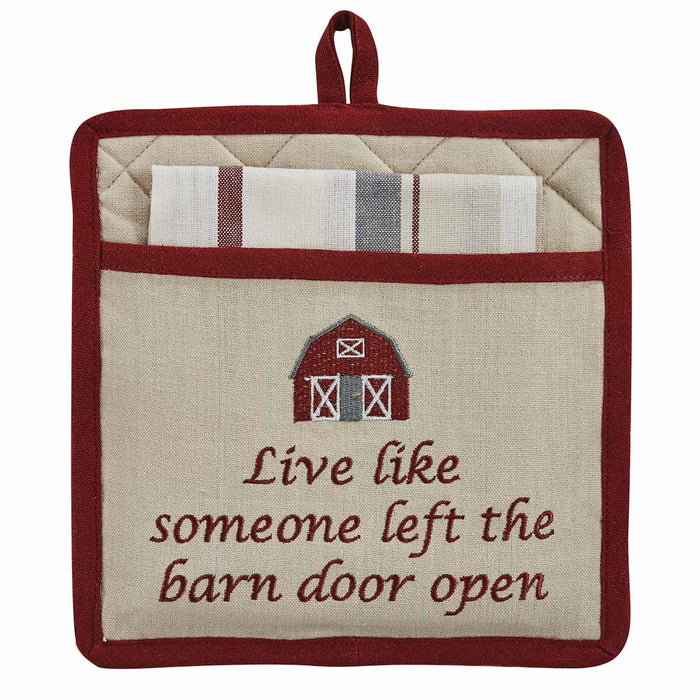 Park Design Tea Towel & Pot Holder Set, Barn Door Open