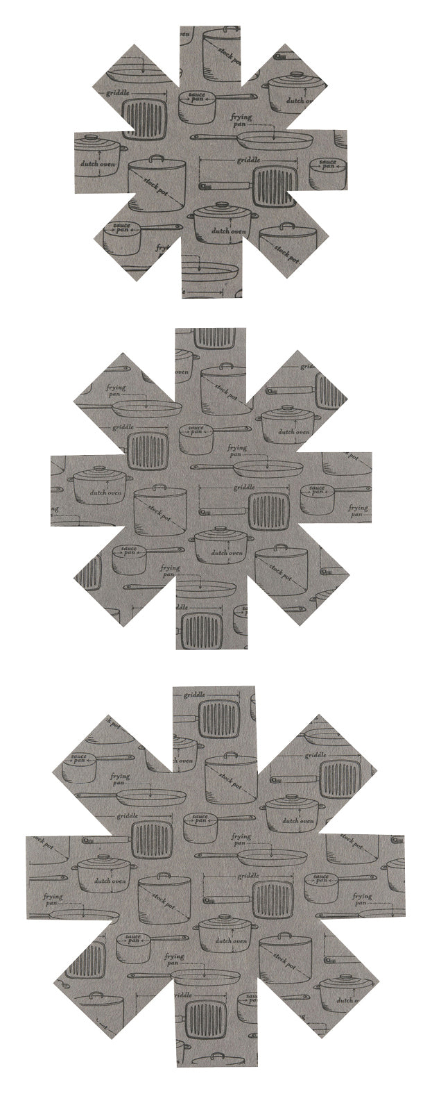 Danica Now Designs Pan Protectors Set of 3, Grey Pots & Pans Print