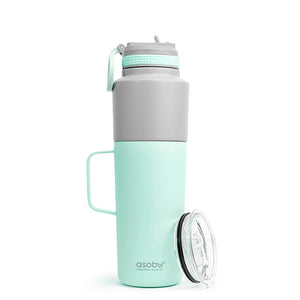 Asobu Twin Pack Water Bottle & Travel Mug 560ml, Mint Green