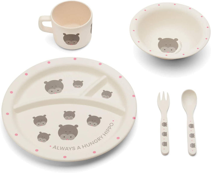 Red Rover Kids Dinnerware Set of 5, Hippo