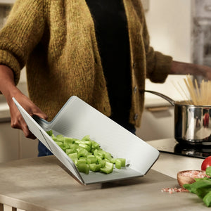 Joseph Joseph Chop2Pot™ Plus Folding Chopping Board, Small Blue