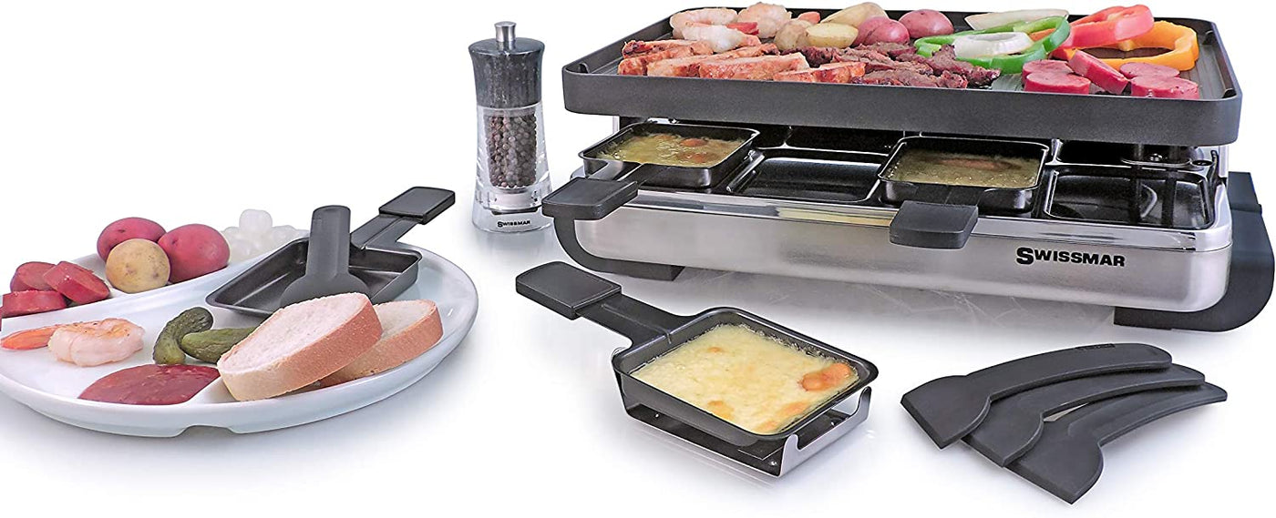 MaxxHome Appareil à Raclette - Ensemble de Gourmet - Raclette - Grill - 8  personnes