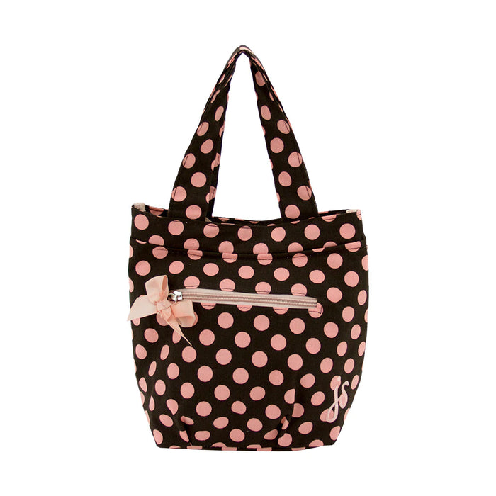 Jessie Steele Insulated Travel Tote, Brown & Pink Polka Dot