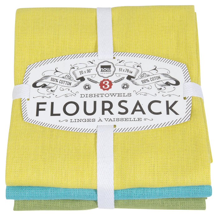 Danica Now Designs Flour Sack Tea Towel Set of 3, Chartreuse | Leaf | Turquoise